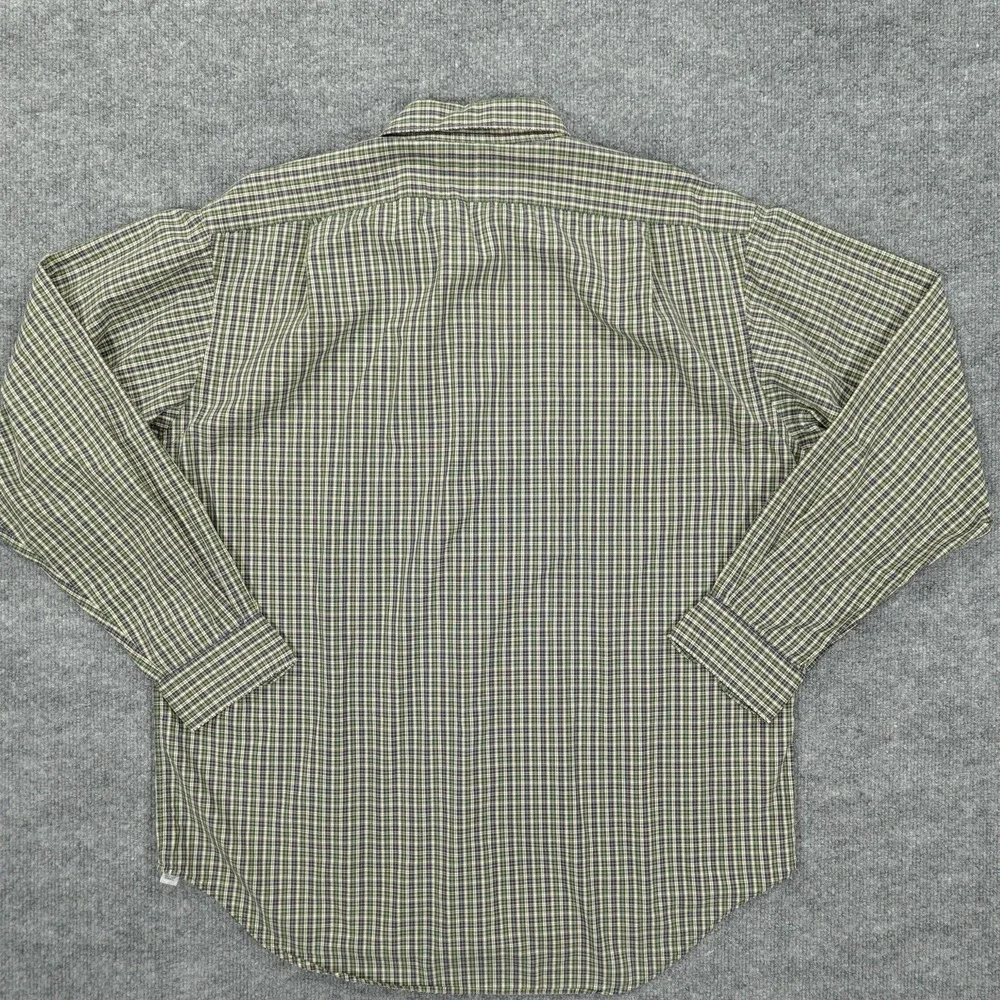 Vintage Polo Ralph Lauren Shirt Mens Large Green Blue Plaid Marlowe Long Sleeve